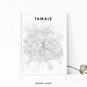 Tamale Ghana Karte Print, Karte Kunst Poster, Stadt Straße Road Map Print, Kinderzimmer Wand Büro Dekor, druckbare Karte