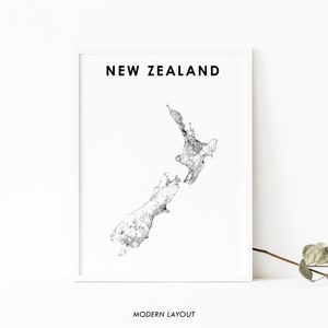 Nieuw-Zeeland kaart afdrukken, land routekaart kunst poster, NZ Wellington Auckland landkaart kunst, kinderkamer muur kantoor decor, afdrukbare kaart