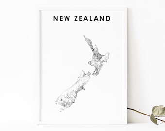 Nouvelle-Zélande carte impression, pays route carte Art affiche, NZ Wellington Auckland pays carte Art, pépinière chambre mur bureau Decor, carte imprimable