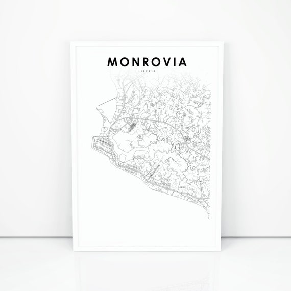 Monrovia Map Print Liberia Map Art Poster Cape Mesurado Africa City Road Street Map Print Nursery Room Wall Office Decor Printable Map