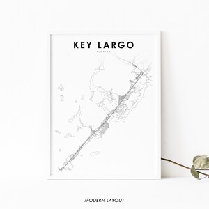 Key Largo FL Kaart Print, Florida USA Kaart Art Poster, Florida Keys, City Street Road Map Print, Kinderkamer Muur Kantoor Decor, Afdrukbare kaart