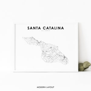 Santa Catalina Island Karte Print, Kalifornien CA USA Karte Kunst Poster, Stadt Straße Straßenkarte Druck, Kinderzimmer Wand Büro Dekor, druckbare Karte