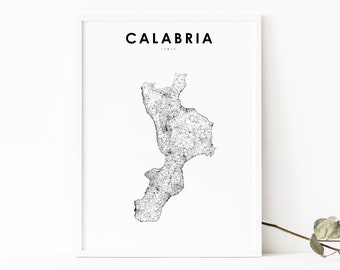 Calabria Italy Map Print, Road Map Art Poster, Calàbbria Καλαβρία Catanzaro Italia Map Art, Nursery Room Wall Office Decor, Printable Map