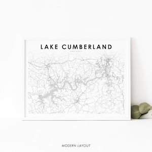 Lake Cumberland KY Map Print, Kentucky USA Map Art Poster, City Street Road Map Print, Nursery Room Wall Office Decor, Carte imprimable