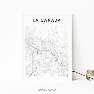 La Canada CA carte impression, La Cañada Flintridge Californie USA carte Art affiche, ville rue route carte impression, pépinière chambre mur bureau Decor
