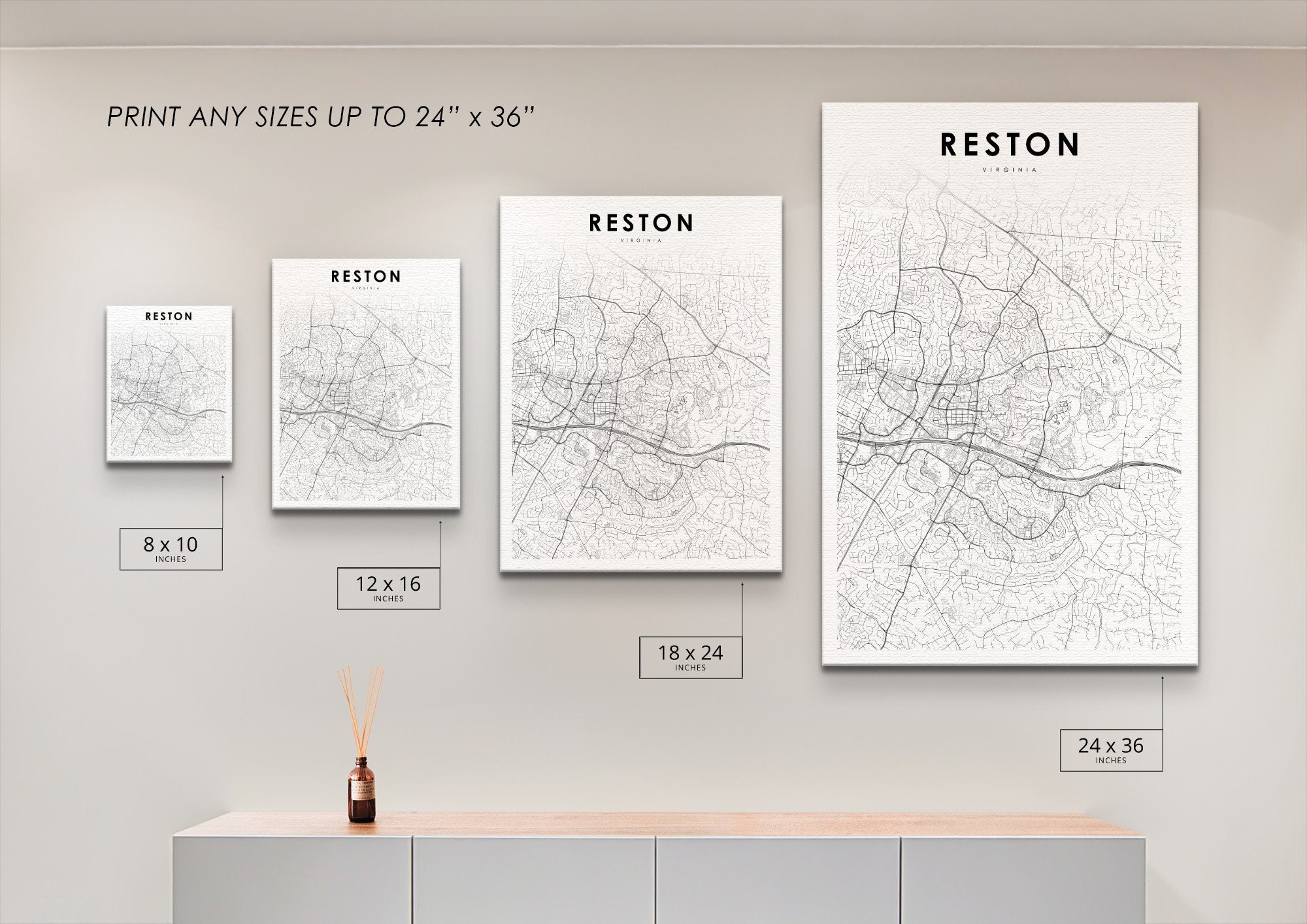 Reston VA Map Print Virginia USA Map Art Poster Fairfax - Etsy