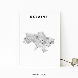 Ukraine Karte Print, Land Karte Kunst Poster, Укpraїн Ukrayina Stadt Road Map Print, Kinderzimmer Wand Büro Dekor, druckbare Karte