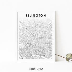 Islington London Karte Print, England UK Karte Kunst Poster, Stadt Straße Road Map Print, Kinderzimmer Wand Büro Dekor, druckbare Karte, #UKIS