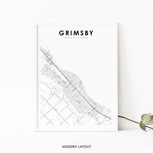 Grimsby Ontario carte impression, ON Canada carte Art affiche, Hamilton, City Street Road Map Print, Nursery Room Wall Office Decor, carte imprimable