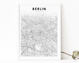 Berlin Germany Map Print, Map Art Poster, Brandenburg, City Street Road Map Print, Nursery Room Wall Office Decor, Printable Map