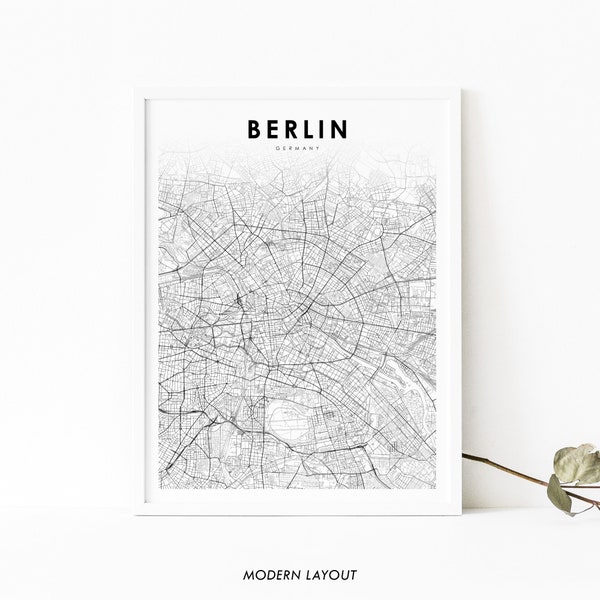 Berlin Germany Map Print, Map Art Poster, Brandenburg, City Street Road Map Print, Nursery Room Wall Office Decor, Printable Map