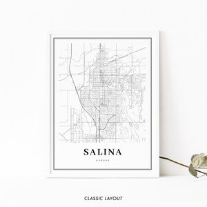 Salina KS Map Print Kansas USA Map Art Poster Saline County - Etsy