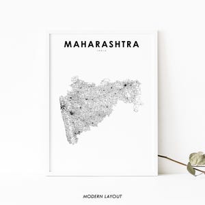 Maharashtra, India kaart afdrukken, wegenkaart kunstposter, Mumbai Nagpur stad stratenkaart kunst, Mahārāṣṭra Pune, kamer kantoor muur decor afdrukbare kaart