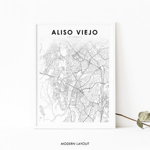 Aliso Viejo CA carte impression, Californie USA carte Art affiche, San Joaquin, ville rue carte impression, pépinière chambre mur bureau Decor, carte imprimable
