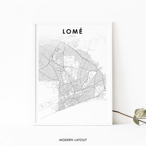 Lomé Togo Map Print, Country Map Art Poster, Lomé Togolaise Togolaise City Street Map Print, Nursery Room Wall Office Decor, Carte imprimable