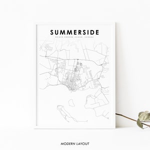 Summerside PEI Karte Print, Prince Edward Island Kanada Karte Kunst Poster, Stadt Straße Road Karte Print, Kinderzimmer Wand Büro Dekor Karte