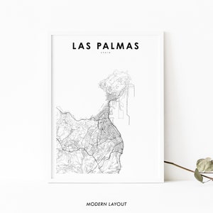 Las Palmas de Gran Canaria Karte Druck, Spanien Karte Kunst Poster, Stadt Straße Straßenkarte Druck, Kinderzimmer Wand Büro Dekor, druckbare Karte