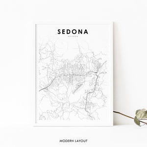 Sedona AZ Map Print, Arizona USA Map Art Poster, Yavapai Coconino, City Street Road Map Print, Nursery Room Wall Office Decor, Printable Map