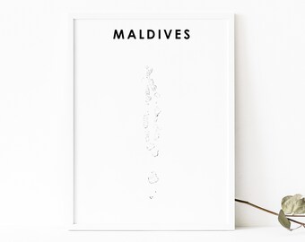 Maldives Map Print, Country Road Map Poster, Malé Addu City South Asian Map Art, Nursery Room Wall Office Decor, Printable Map