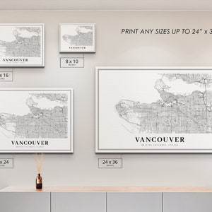 Vancouver BC Map Print, British Columbia Canada Map Art Poster, City Road Street Map Print, Nursery Room Wall Office Decor, Printable Map image 6