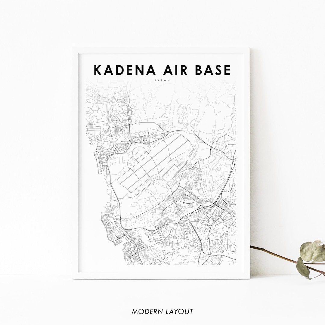 Kadena Air Base Okinawa Japan Map Print, USAF Air Force Base Map Art ...