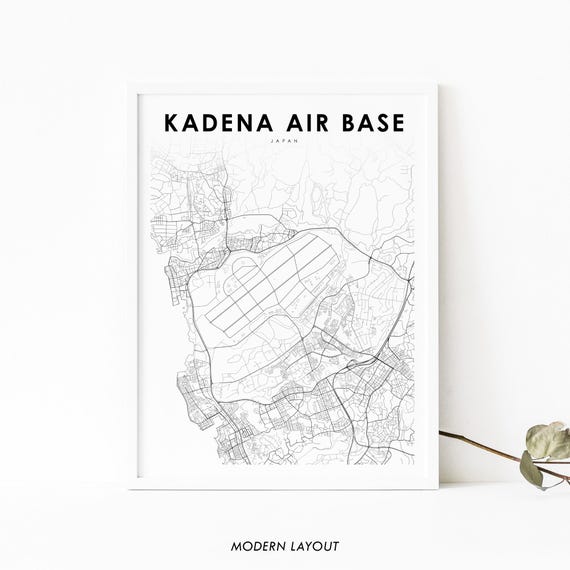Kadena Air Base Okinawa Japan Map Print, USAF Air Force Base Map