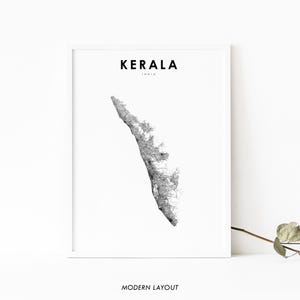 Kerala Indien Karte Drucken, Straßenkarte Kunst Poster, Keralam Thiruvananthapuram, Stadt Straßenkarte Kunst Zimmer Büro Wanddekor minimalistische druckbare Karte