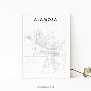 Alamosa CO Kaart Print, Colorado USA Kaart Art Poster, San Luis Valley, City Road Map Print, Kinderkamer Kantoor Muur Decor, Afdrukbare kaart