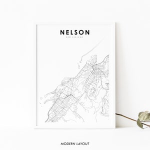 Nelson Neuseeland Karte Print, Karte Kunst Poster, Tasman Bay, City Street Road Map Print, Kinderzimmer Wand Büro Dekor, druckbare Karte