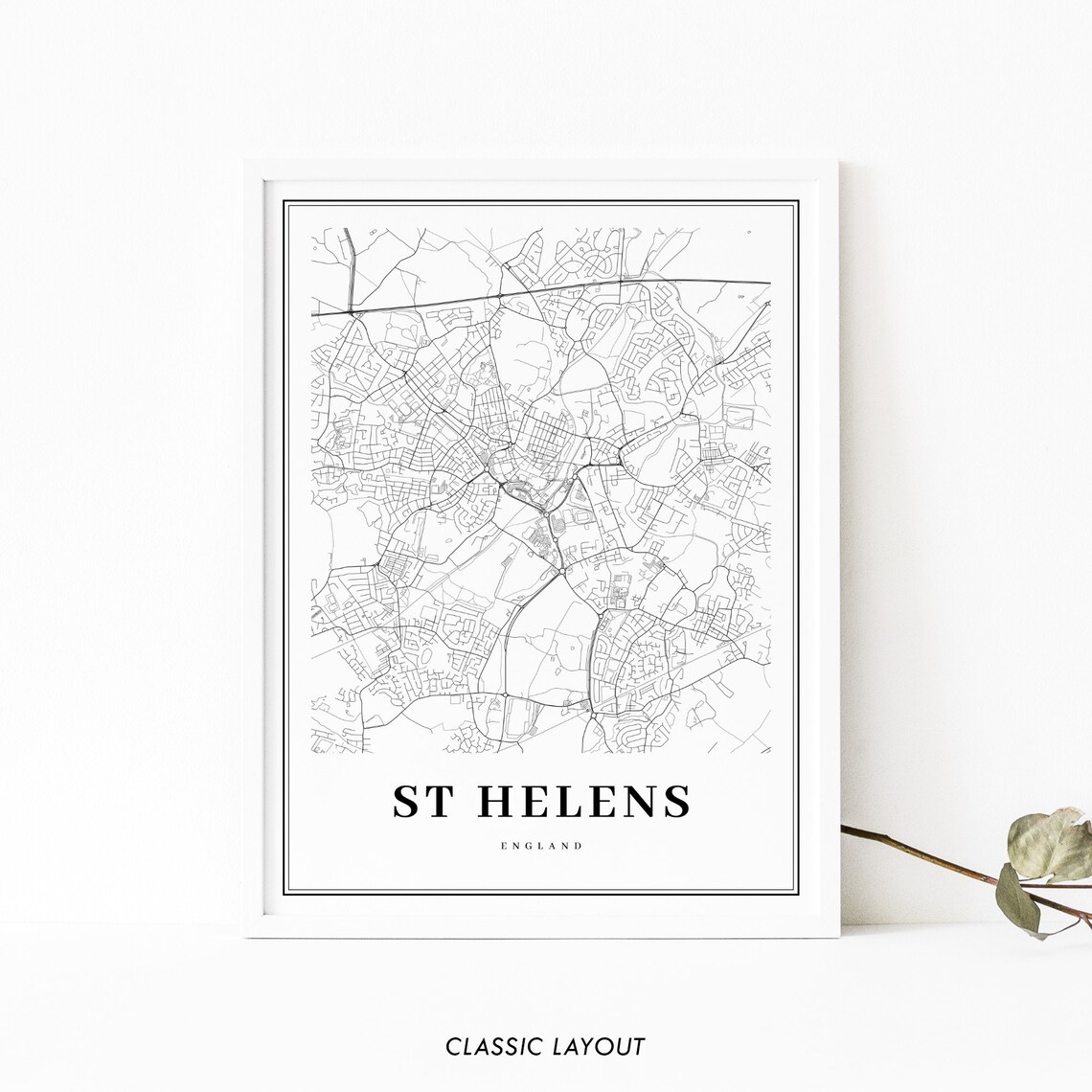 St Helens England Map Print UK Map Art Poster St. Helens Etsy