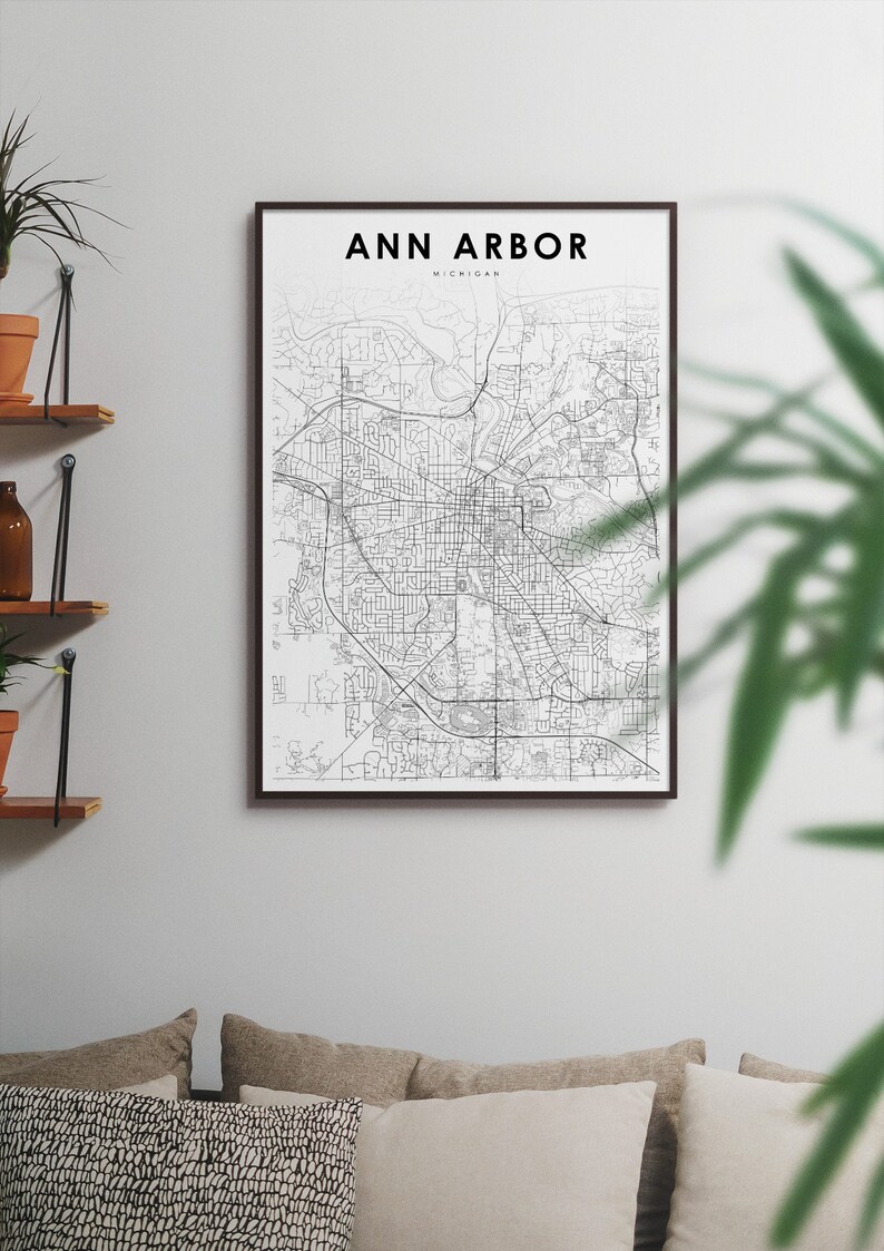 Ann Arbor MI Map Print Michigan USA Map Art Poster City image 3
