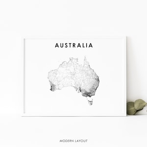 Australië kaart afdrukken, land routekaart Art Poster, Sydney Melbourne Brisbane Oceanië kaart kunst, kinderkamer muur Office Decor, afdrukbare kaart