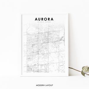 Aurora Ontario Karte Print, ON Kanada Karte Art Poster, Toronto GTA, Stadt Straße Road Map Print, Kinderzimmer Wand Büro Dekor, druckbare Karte