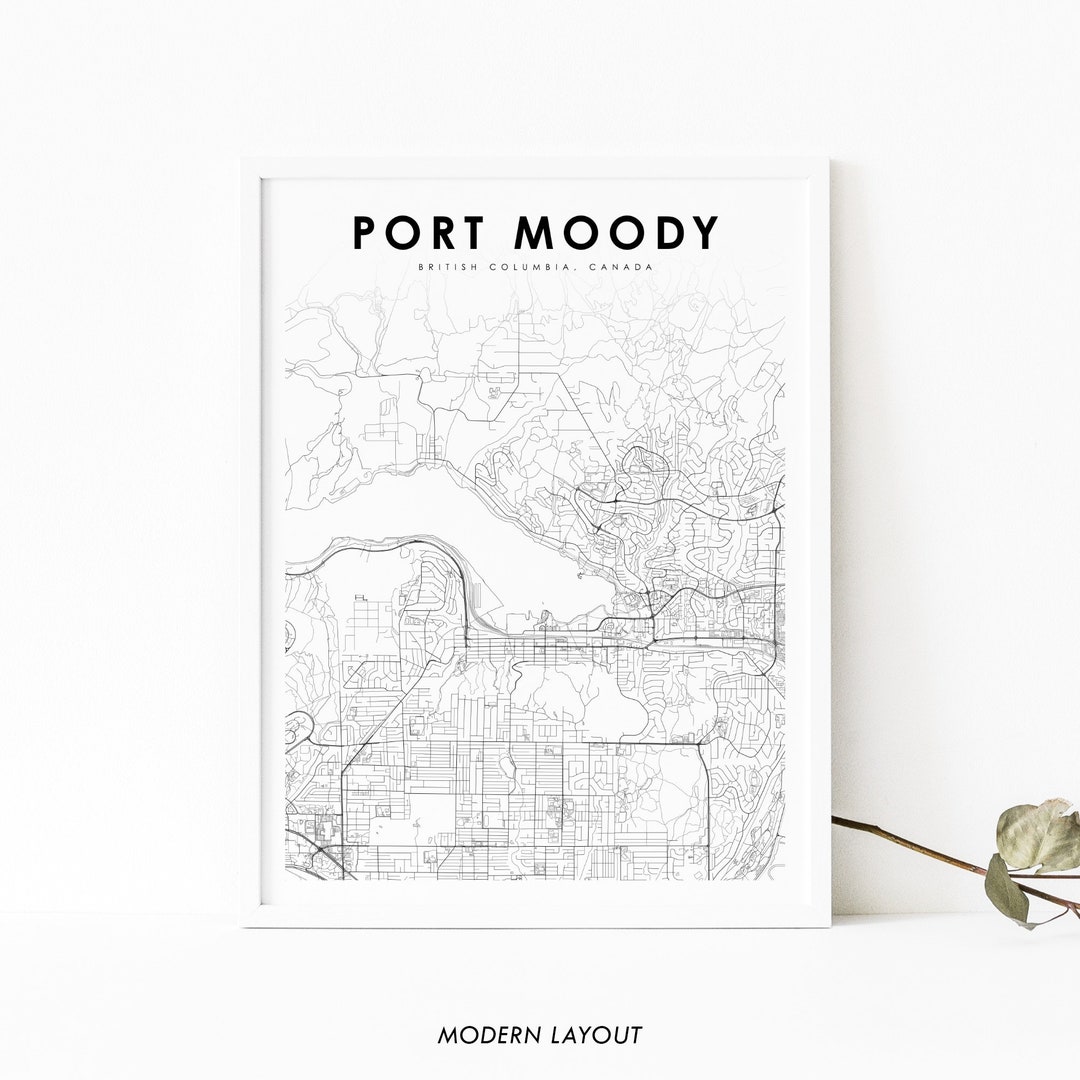 Port Moody BC Map Print, British Columbia Canada Map Art Poster, City