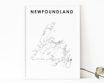 Newfoundland Canada Map Print, Road Map Print, St. John's St Johns NL Canada Map Art Poster, Nursery Room Wall Office Decor, Printable Map