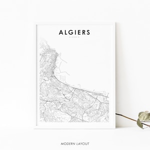 Algiers Algeria Map Print, Map Art Poster, الجزائر الجزائر Alger, City Street Map Print, Nursery Room Wall Office Decor, Printable Map