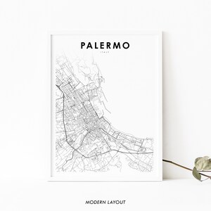 Palermo Italy Map Print, Italia Map Art Poster, Palermu Sicily, City Street Road Map Print, Nursery Room Wall Office Decor, Printable Map