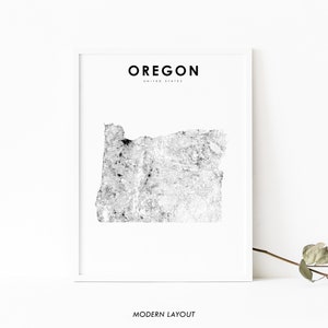 Oregon Map Print, State Road Map Print, ODER USA USA Karte Kunst Poster, Portland, Eugene, Kinderzimmer Wand Büro Dekor, druckbare Karte