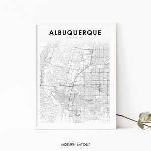 Albuquerque NM Map Print, New Mexico USA Map Art Poster, City Street Road Map Print, Nursery Room Wall Office Decor, Printable Map