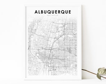 Albuquerque NM Map Print, New Mexico USA Map Art Poster, City Street Road Map Print, Nursery Room Wall Office Decor, Printable Map