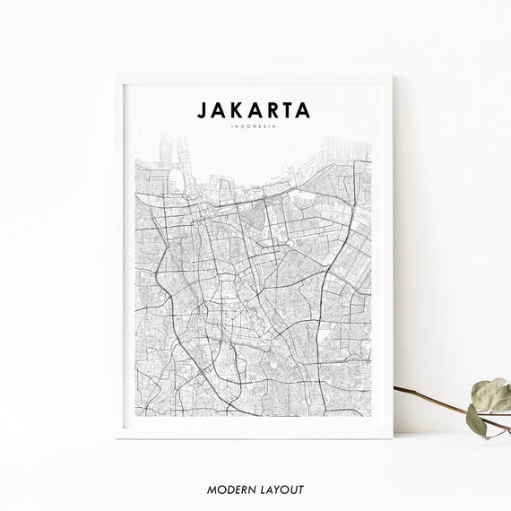 City Map Art Print Jakarta Indonesia Map Print Map Art Poster City Street Road Etsy Ireland