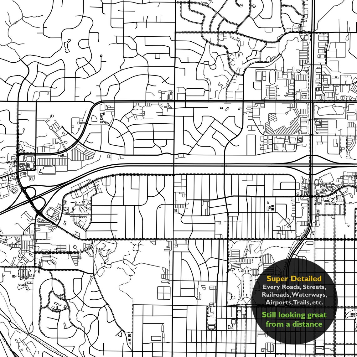 Bismarck Area ND Map Print North Dakota USA Map Art Poster Etsy