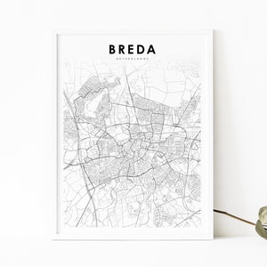 Breda Niederlande Karte Drucken, Karte Kunst Poster, Bredanaar Bredaër Brabant Stadt Straße Karte Drucken, Kinderzimmer Wand Büro Dekor, druckbare Karte