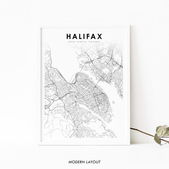 Art & Collectibles Halifax Poster City Map Black and White Canada Nova