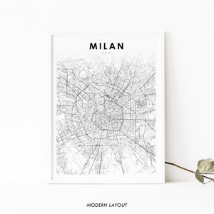 Mailand Italien Karte Print, Karte Kunst Poster, Milano Italia, Stadt Straße Straßenkarte Druck, Kinderzimmer Wand Büro Dekor, druckbare Karte