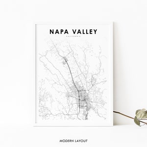 Lower Napa Valley CA kaart afdrukken, Californië USA kaart Art Poster, City Street routekaart afdrukken, kinderkamer kantoor muur Decor, afdrukbare kaart