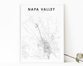 Lower Napa Valley CA Map Print, California USA Map Art Poster, City Street Road Map Print, Nursery Room Office Wall Decor, Printable Map