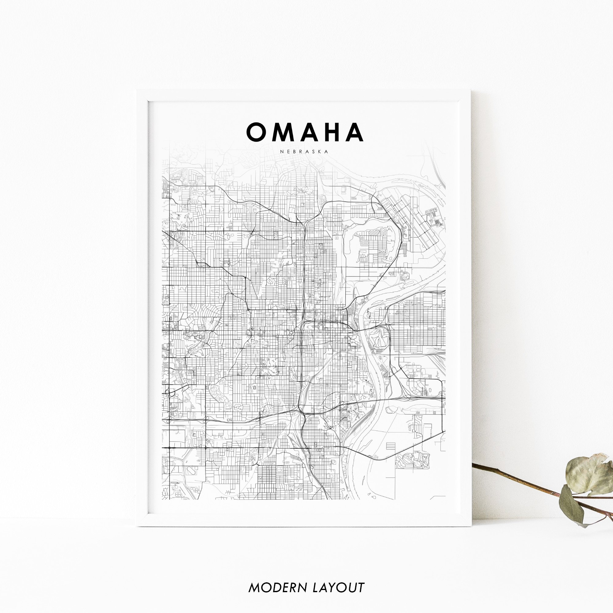 Omaha NE Map Print Nebraska USA Map Art Poster Douglas - Etsy Sweden