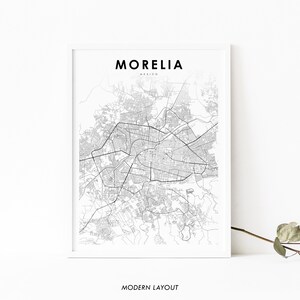 Morelia Mexiko Karte Print, Karte Kunst Poster, Valladolid Michoacan, Stadt Straße Road Map Print, Kinderzimmer Wand Büro Dekor, druckbare Karte