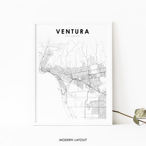 Ventura CA Map Print, California USA Map Art Poster, San Buenaventura City Street Map Print, Nursery Room Wall Office Decor, Printable Map